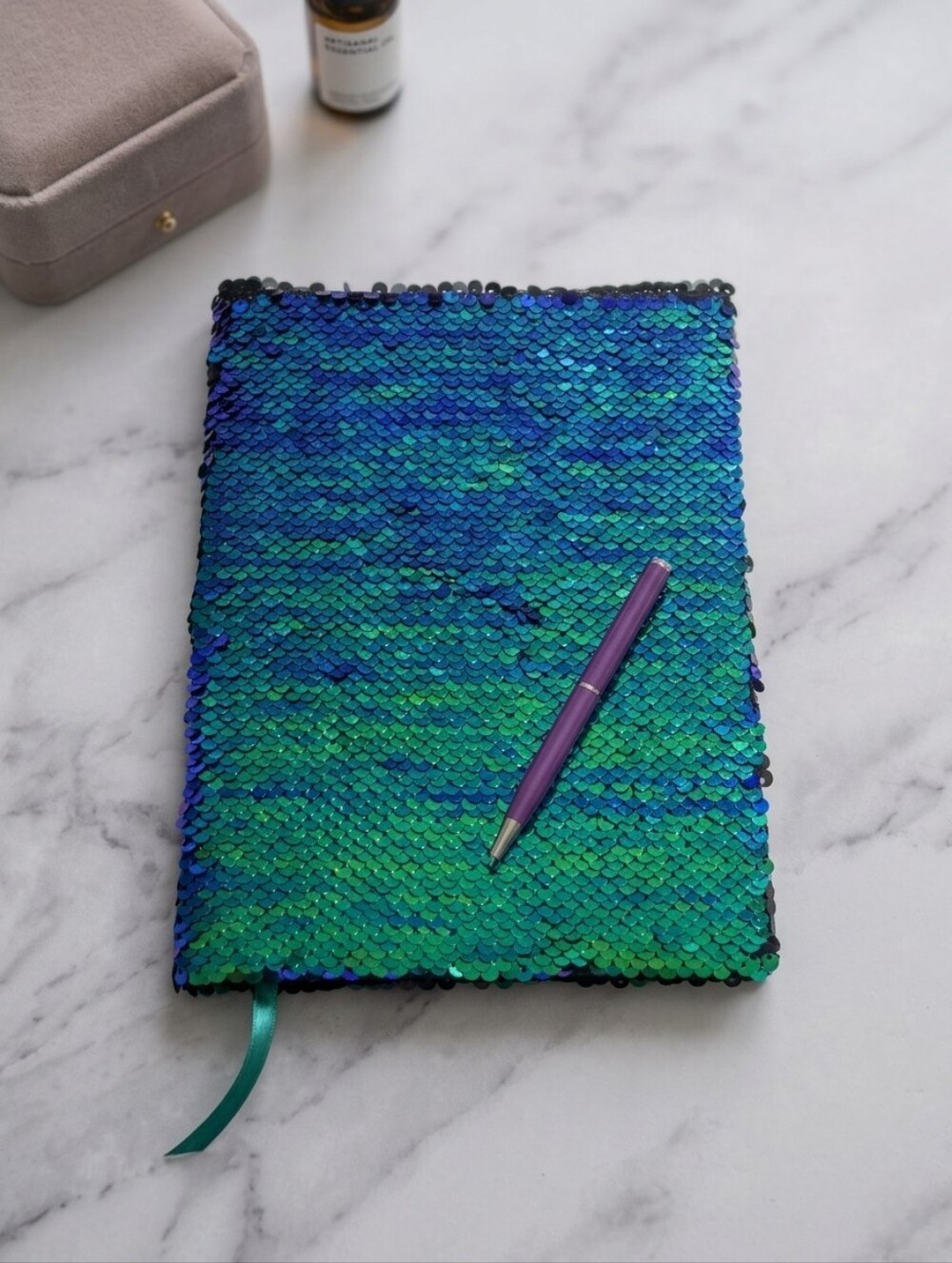 Sequin Journal & Purple Coach Pen Set